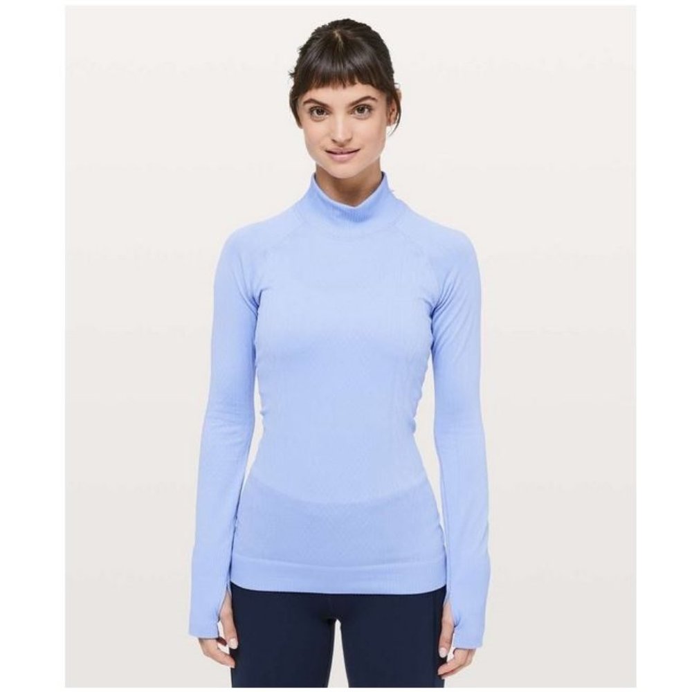 Lululemon Rest Less Mock Neck Pullover Hydrangea Blue Size 4